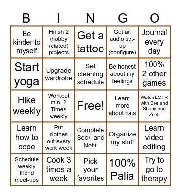 Kieran Bingo Card Bingo Card