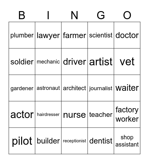 job Bingo Card