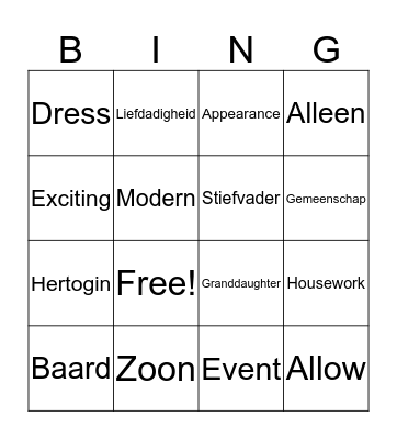 Vocabulary Unit 1 Bingo Card