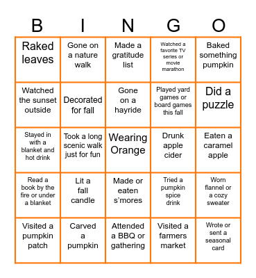 Happy Harvest Grill & Gathering! Bingo Card