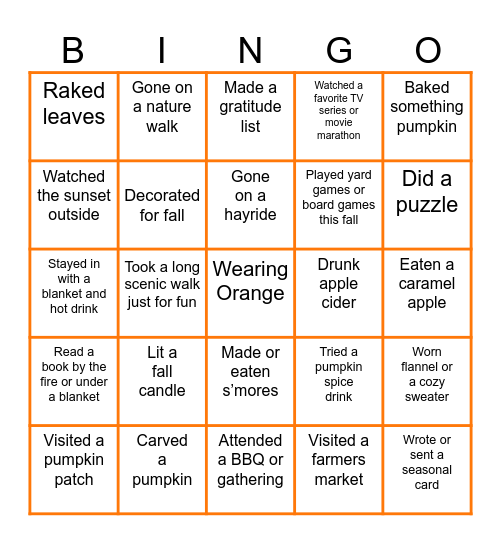 Happy Harvest Grill & Gathering! Bingo Card