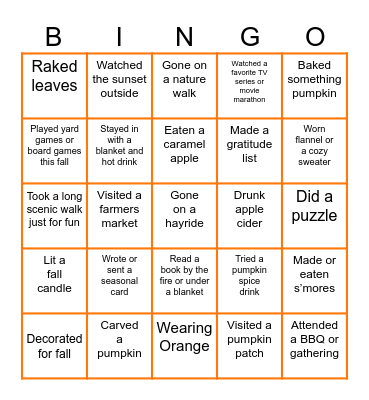 Happy Harvest Grill & Gathering! Bingo Card