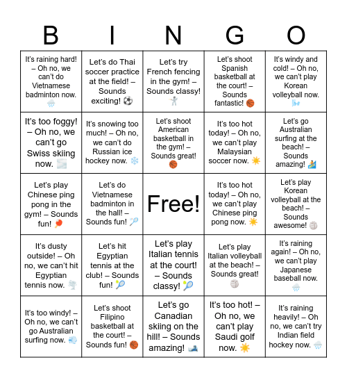 B9 L15 Let’s do Korean dance in the studio! – Sounds fun! 💃 Bingo Card