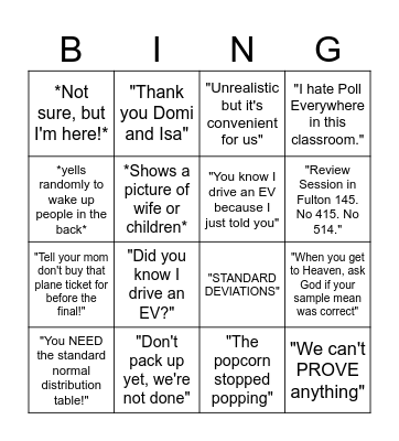 Statistically Significant Bingo Card