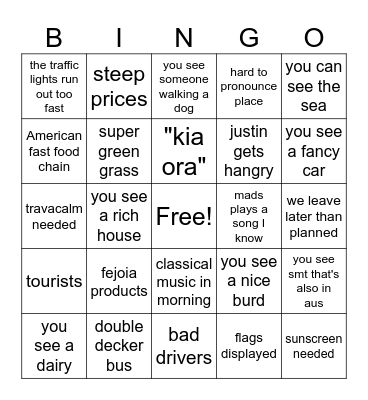 nz bingo Card