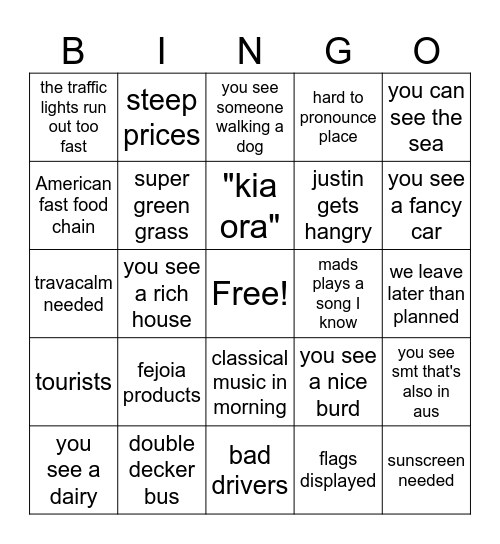 nz bingo Card