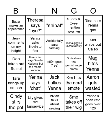 HAREM BINGO Card