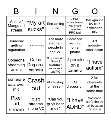 ArtClub Bingo v0.4 Bingo Card