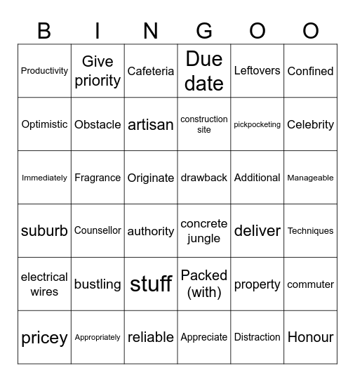 U1,2,3 Bingo Card
