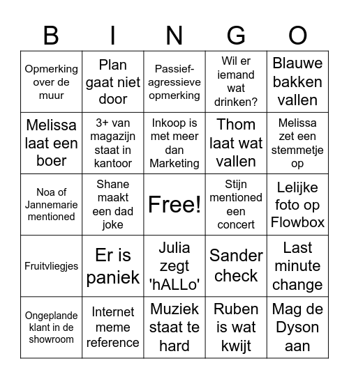 Marketing Bingo Card