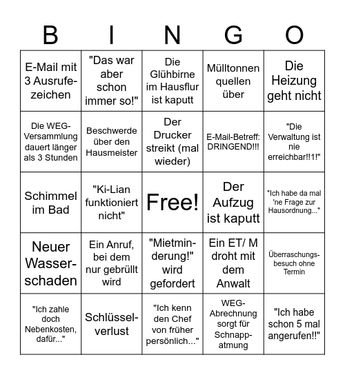 Verwalterbingo 2.0 Bingo Card