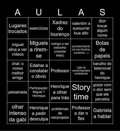 AULAS Bingo Card