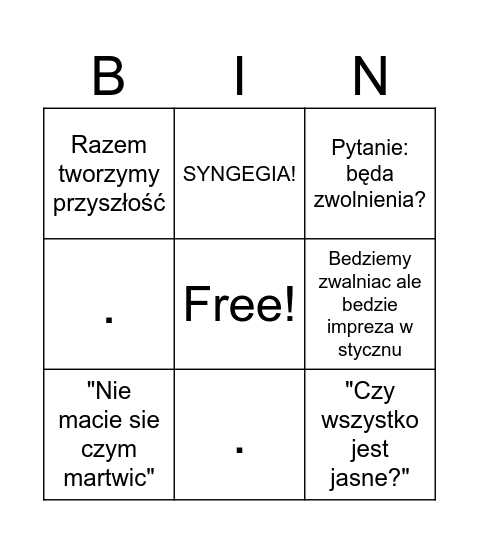 Synergia w pyte Bingo Card