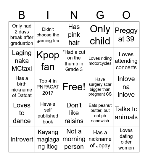 DDC Human Bingo Card