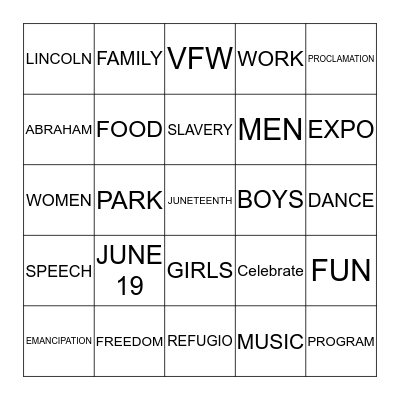 JUNETEENTH BINGO Card