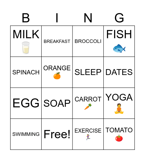 BRAINY BITES FOOD BINGO Card