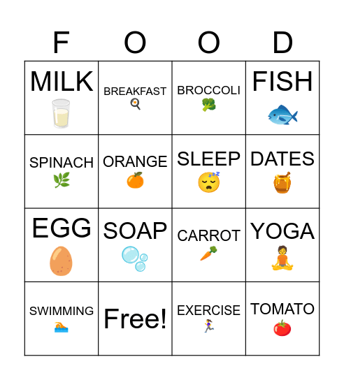 BRAINY BITES FOOD BINGO Card