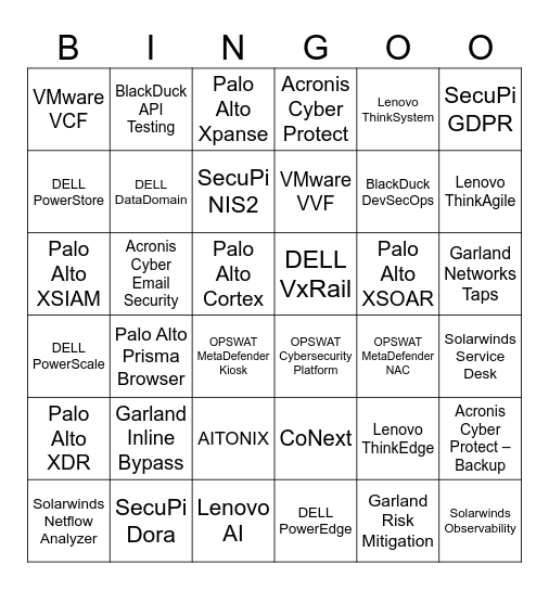 event Bingo Card