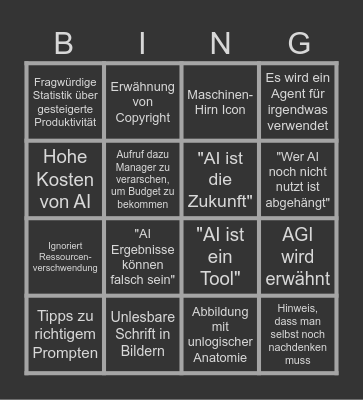 AI Tech Talks Bingo Card