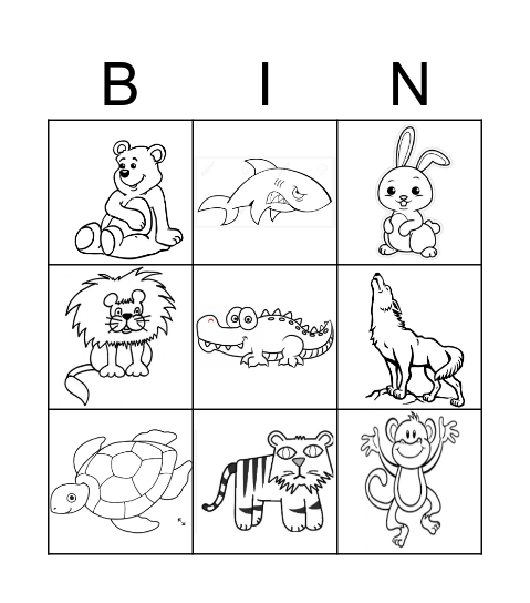 WILD ANIMALS Bingo Card