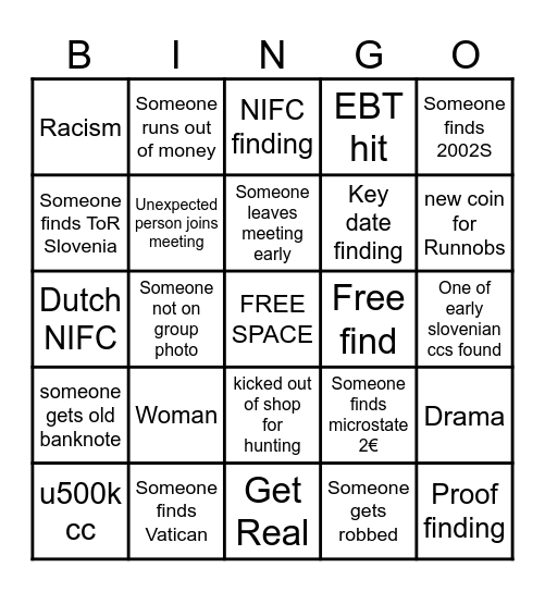 Ljubljana meetup Bingo Card