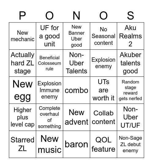 15.0 Copium Bingo Card