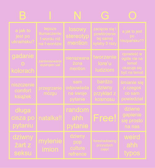 PRZEMYSŁAW Bingo Card