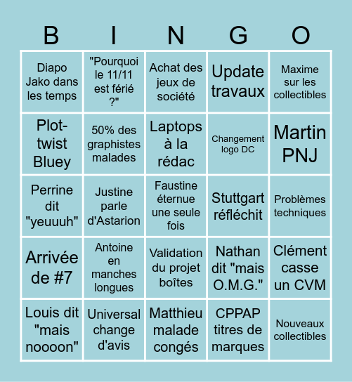 NOVEMBRE Bingo Card