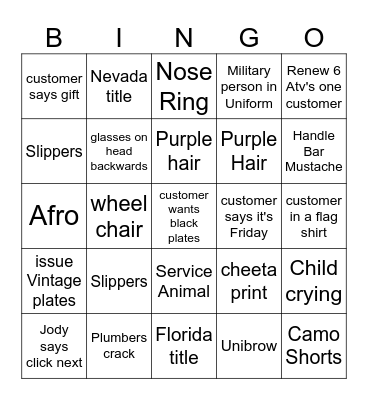 Brunch des Nappy Bingo Card