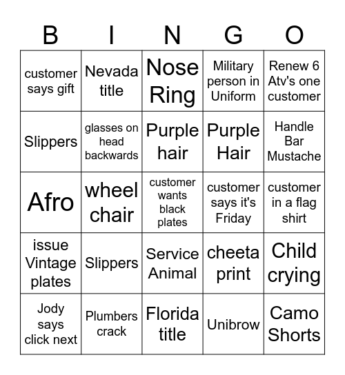 Brunch des Nappy Bingo Card
