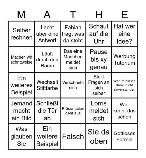 Mathe Scheidweiler Bingo Card