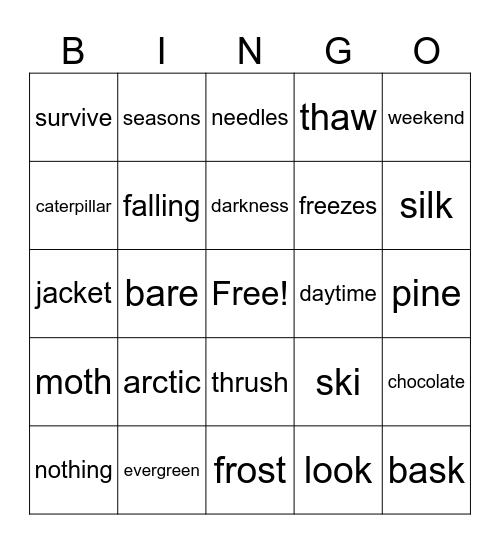 Winter Bingo Card