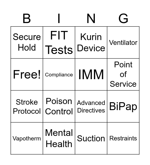 Skills Fair Bingo Card