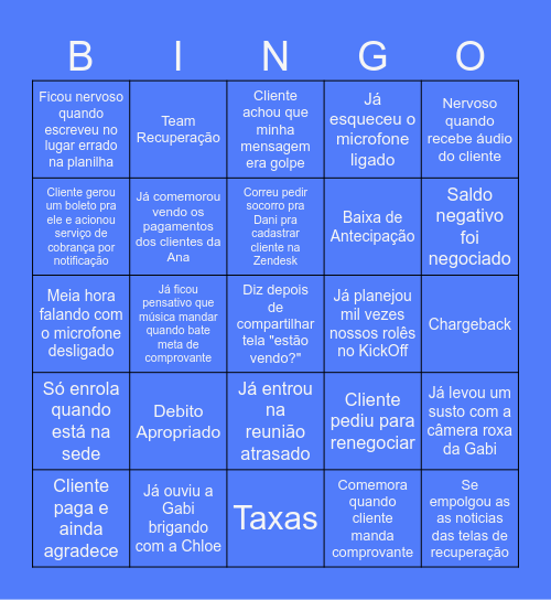 BINGO RECUPERAÇÃO Bingo Card