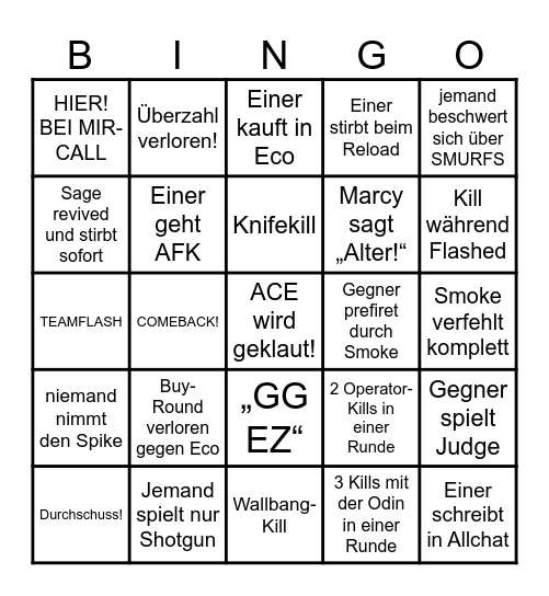 VALORANT BINGO Card
