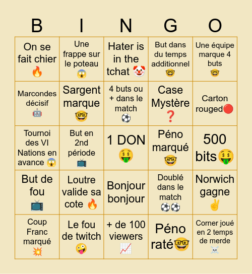 RBF BINGO Card