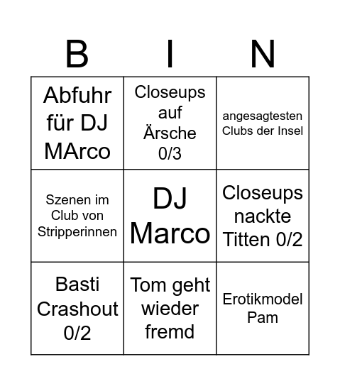 X Diaries Bingo Card