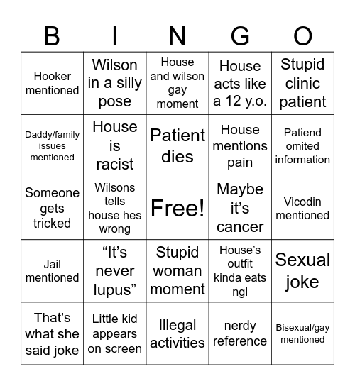 House md Bingo Card