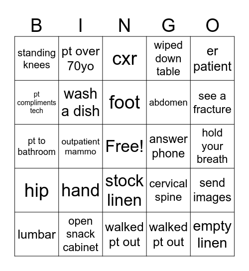 rad tech week Bingo Card