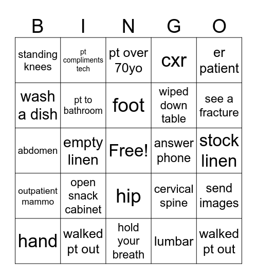 rad tech week Bingo Card