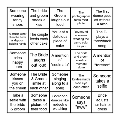 WEDDING BINGO Card