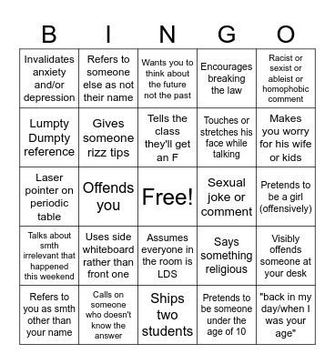 Chem Quotes Bingo Card