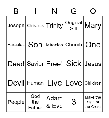 Review Gr 1 Chapter 6: Jesus Bingo Card