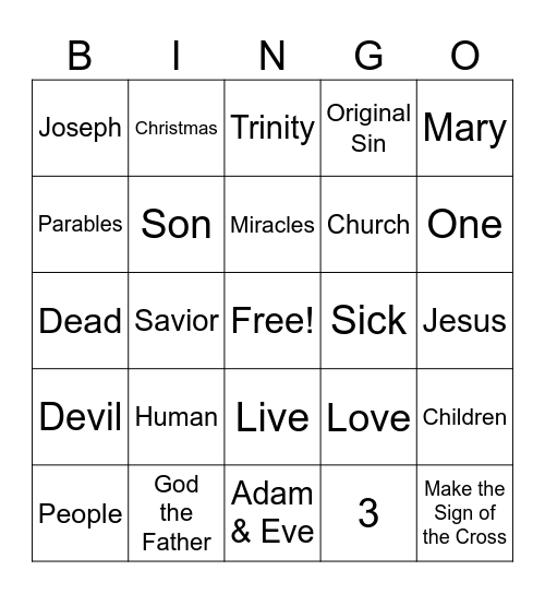 Review Gr 1 Chapter 6: Jesus Bingo Card