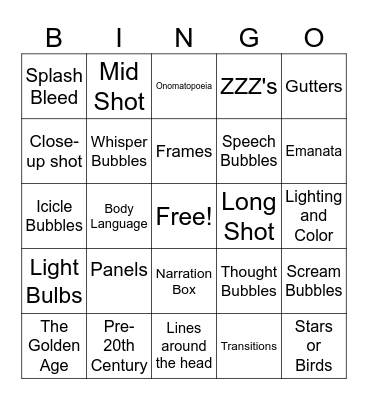 Comic History Bingo Card