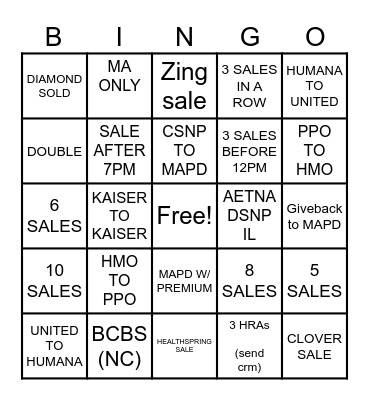 HEALTHINSURANCE.COM Bingo Card