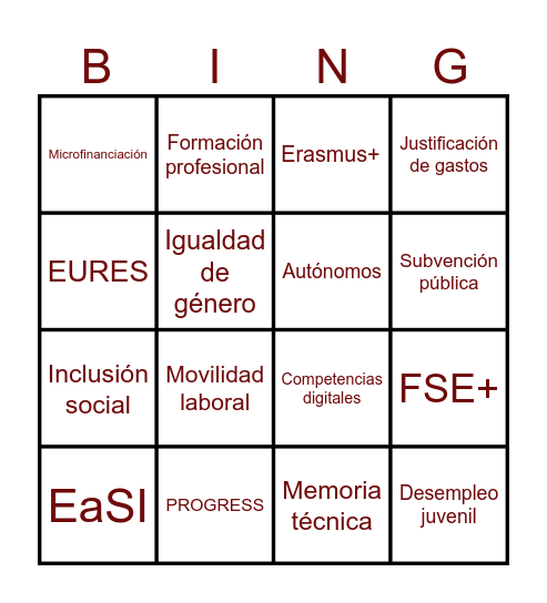 BINGO EUROPEO Bingo Card