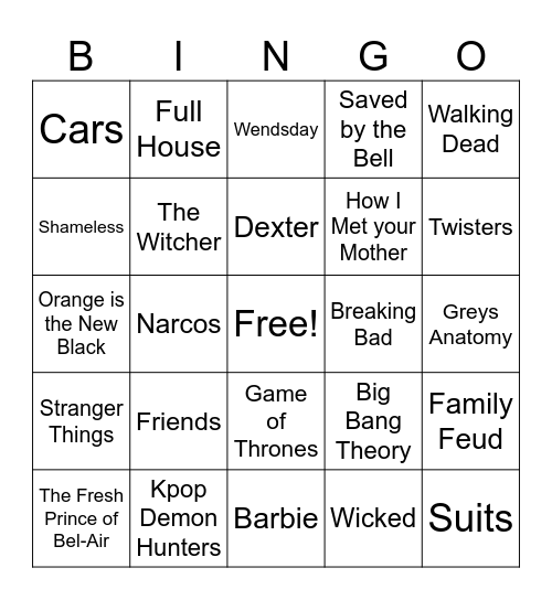 🍂☕Movie & TV Show Soundtrack Bingo🍂 Bingo Card
