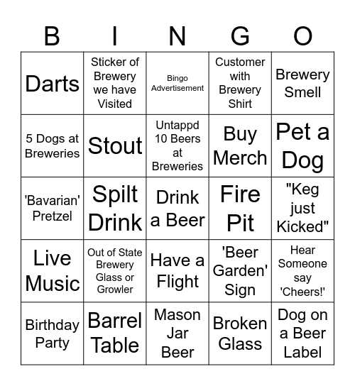 Brewery Bingo Card