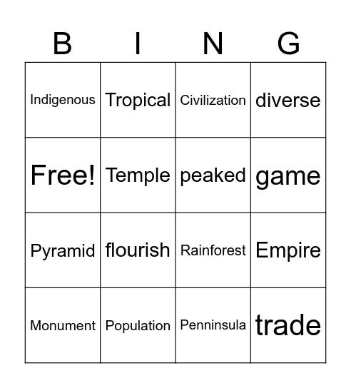 Spelling Words Bingo Card